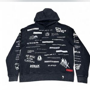 |Monstermax| Black White Distressed Whistlin Diesel Quote Hoodie Limited XL